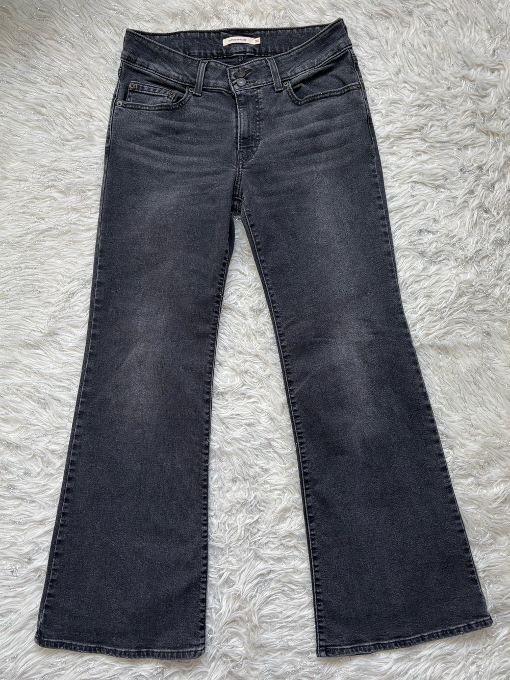 Levi's Women's Wash Grey Super Low Flare Jeans Size 30
